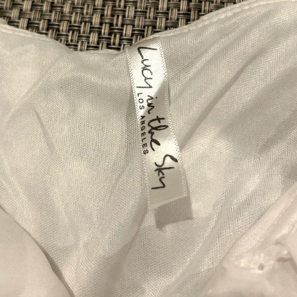 LUCY IN THE SKY cap sleeved tie front eyelet lined minidress size XS  EUC - Picture 5 of 7